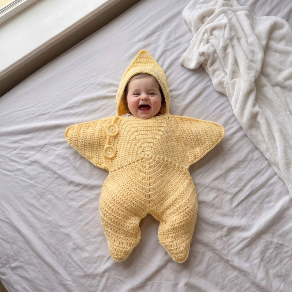 El Yapımı Yumuşacık Yıldız Bebek Tulumu